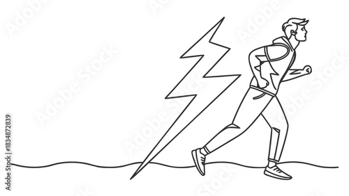 Dynamic runner sprints forward with lightning speed, embodying energy and determination, perfect for conveying motivation and achieving goals fast