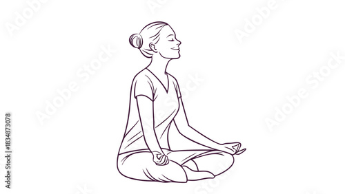 Serene woman finds inner peace through mindful meditation, promoting wellness and relaxation for a balanced lifestyle, perfect for health and fitness content