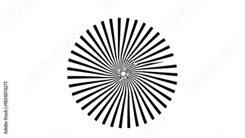 Hypnotic radial pattern with black and white stripes creates optical illusion