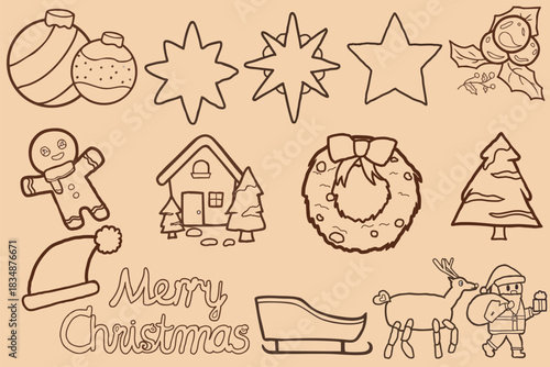 Set of hand drawing christmas art.