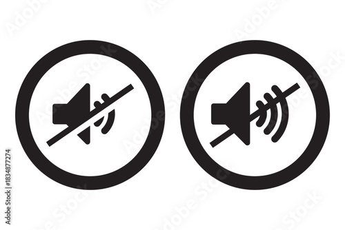 Isolated Speaker mute symbol, audio off sign, no sound volume control icon for graphic design