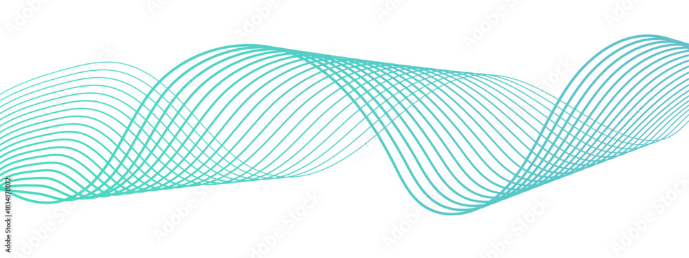 Fototapeta premium Abstract Turquoise & Cyan Wave Line Background With Smooth Gradient Flow. Dynamic Vector Design for Energy, Sound, Data Frequency, Tech, Science, and Branding Presentations.