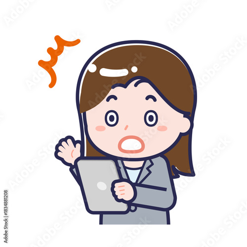 タブレットを使う「会社員」の女性