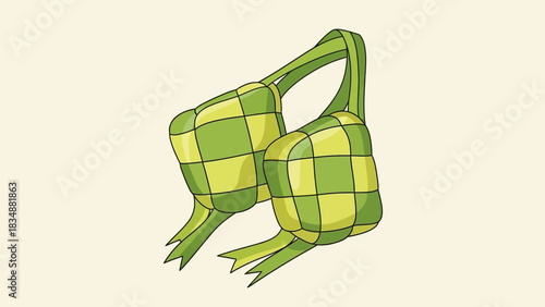 Vibrant Ketupat Rice Cakes Illustration A Symbol of Southeast Asian Festive Traditions and Delicious Holiday Celebrations
