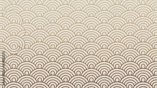 Seamless gold japanese seigaiha wave pattern design