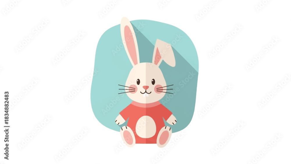 Fototapeta premium Adorable Bunny Rabbit Sitting with a Sweet Expression in a Cute Illustration