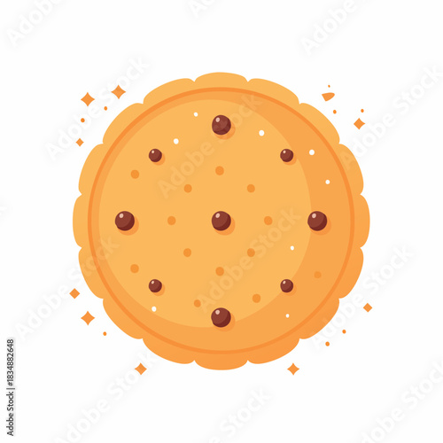 A cartoon illustration of a delicious chocolate chip cookie with sprinkles, isolated on a white background.