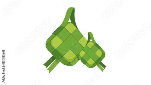 Green Woven Rice Cake Delicacy Illustration, Symbolic Food for Southeast Asian Cultural Festivities