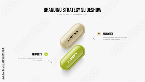 Consulting Visualization 2 Step Infographic Frame Template. Digital Profile Slide Layout Vector Illustration. Modern Growth Two Element Diagram Slideshow Design.