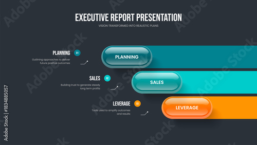 Professional Portfolio Presentation Design Vector Illustration. Consulting Forecast Three Element Infographic Frame Template. Corporate Report 3 Option Diagram Slide Layout.