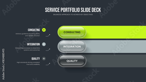 Financial Growth Frame Template Vector Illustration. Product Introduction 3 Element Diagram Slide Design. Project Performance Three Step Infographic Presentation Layout.
