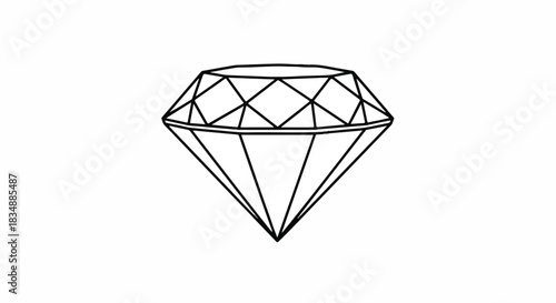 Outline Illustration of a Faceted Diamond Gemstone