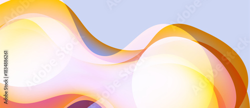 Abstract waves, soft colors, light gradients. Smooth shapes create flowing design, warm tones dominate composition. Minimalist aesthetic.