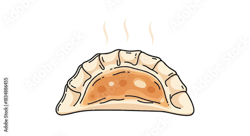 Hot Steaming Asian Gyoza Dumpling Appetizer or Savory Snack
