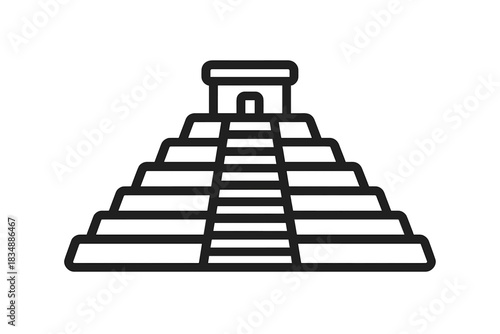 Ancient stepped pyramid temple structure landmark of Mayan or Aztec civilization