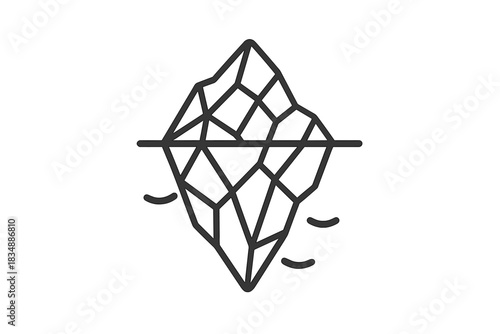 Iceberg floating in water showing the visible tip and the large hidden mass below the surface