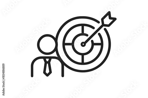 Corporate professional achieving a business goal with precision and focus on success