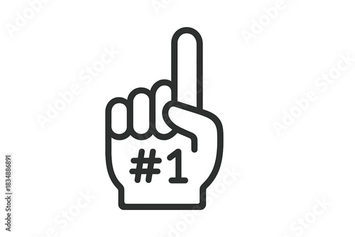 Iconic foam finger hand gesture symbolizing first place victory