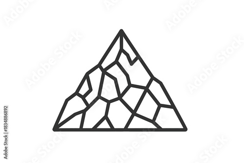 Geometric abstract mountain peak icon with polygonal rock texture outline design