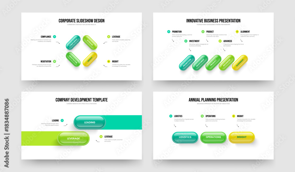 Fototapeta premium Financial Strategy Four Five Two Three Step Infographic Frame Template Vector Illustration Set. Digital Campaign 4 5 2 3 Element Diagram Slideshow Layout Bundle.