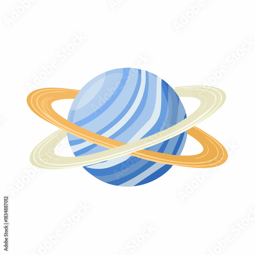 Stylized blue planet with two intersecting rings, representing a celestial body in space.