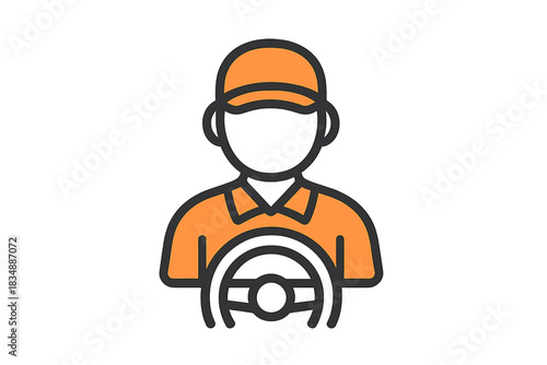 Profile of a professional driver wearing a uniform and cap operating a vehicle