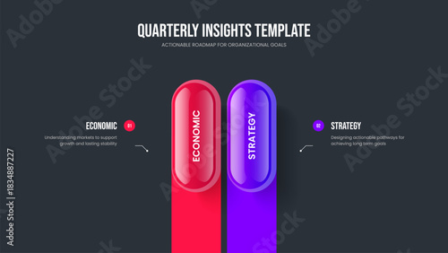 Marketing Campaign 2 Option Infographic Slide Layout. Company Visualization Presentation Template Vector Illustration. Sales Planning Two Step Diagram Slideshow Design.