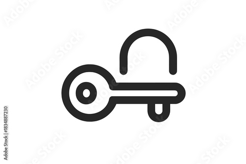 Minimalist outline of a key unlocking a padlock for digital security and access control