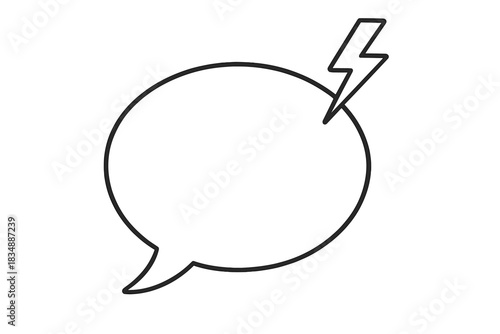 Outline speech bubble with lightning bolt symbol for sudden idea or powerful communication