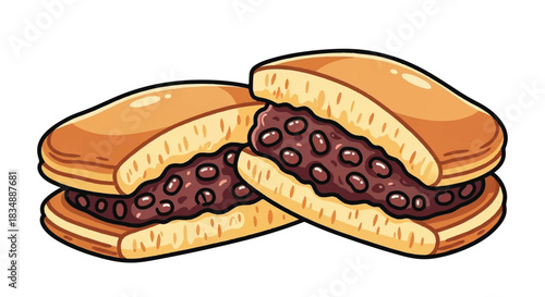 Classic Japanese Dorayaki Pancake Sandwich with Red Bean Paste