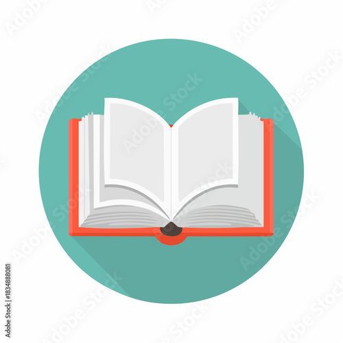 Flat design icon of two open books with blank pages, symbolizing education or learning.