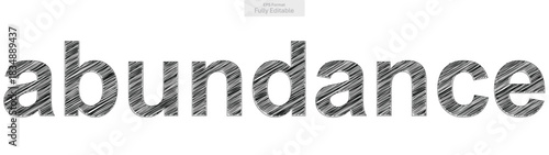 Abundance word with hand drawn sketchy texture style