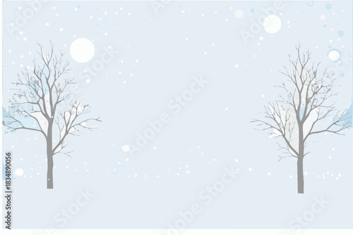 a winter scene featuring bare trees and softly falling snow flakes high quality