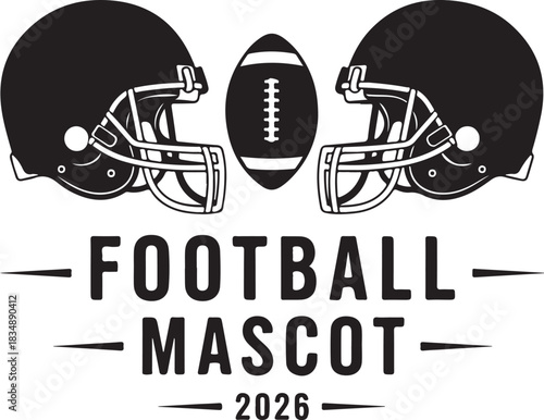 Football Mascot Logo Design with Helmets and Ball Icon Template