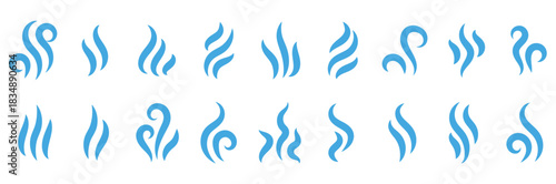 Steam, smoke flat icon set. Aroma smell symbol. Aroma icon. Vector Illustration