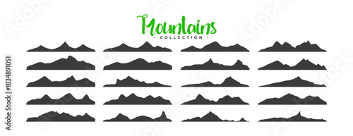 extreme terrain mountain peak silhouette on white banner design