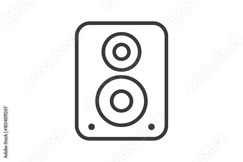 Minimalist rectangular audio speaker with two circular drivers for sound output