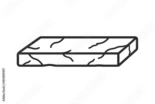 Minimalist outline icon depicting a rectangular slab of cracked stone or marble material