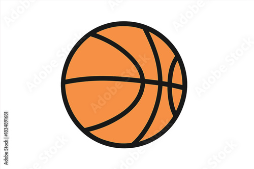 Minimalist design of a traditional orange basketball for sports, games, and athletic competition
