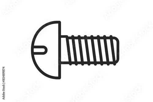 Minimalist black line drawing of a metal slotted head screw or bolt fastener