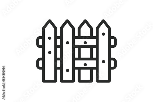 Wooden picket fence outline graphic for property boundary and garden security