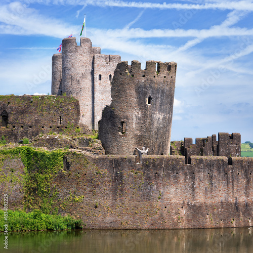 The leaning South-East Tower of Caerphilly Castle