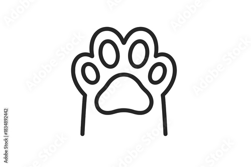 Clean minimalist outline symbol of a domestic pet animal paw or footprint track