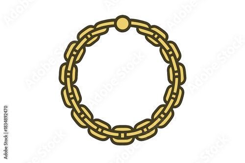 Circular decorative frame or border composed of connected golden chain links
