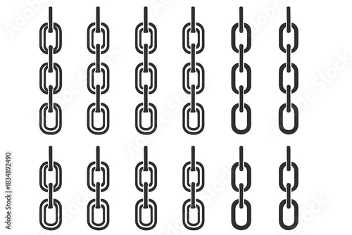 Black and white chain link icons symbolizing connection, strength, and security
