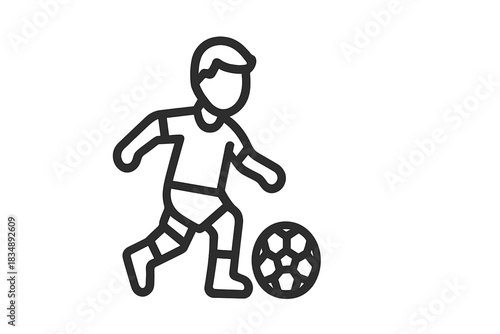 Athlete running and controlling a football during a competitive match or training session
