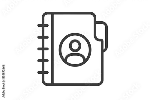 Address book with user profile symbol for contacts, directory, or personal information