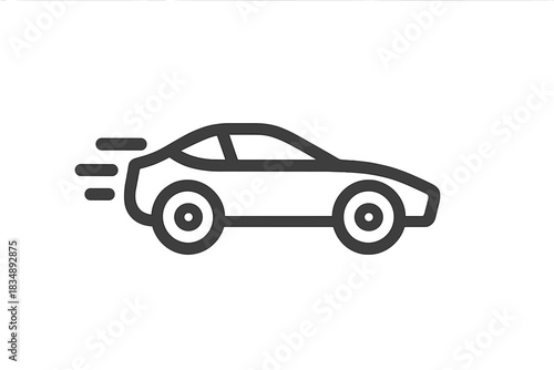 Fast moving car outline representing quick transportation service