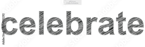 Joyful Celebrate Word Hand Drawn Sketchy Lettering Design for Festive Occasions