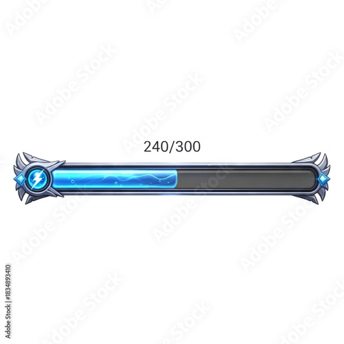 Digital Health Bar with Lightning Bolt and Numbers 240/300 game UI interface
